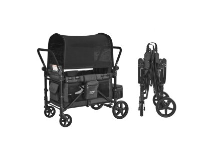 Voziček pre 4 deti, skladací, nastaviteľná rukoväť, nosnosť 330 lbs