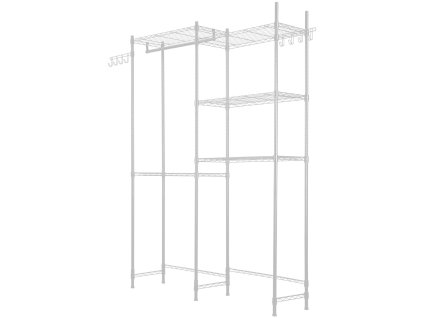 Polica nad práčku a sušičku, 5 políc, dvojradová, tyč a háčiky