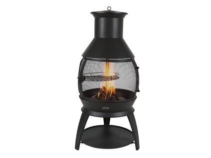 Záhradná chiminea 22 Inch, železná guľa s grilovou sieťou a krytom