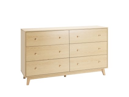 Komoda 6 zásuviek, drevená, zásuvky na koľajničkách, proti prevráteniu