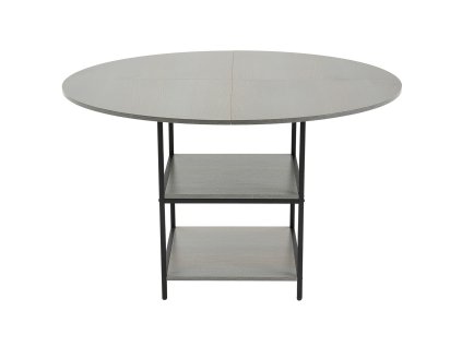 Okrúhly stôl 47 inch drevený 4–6 osôb s policou kovové nohy sivý