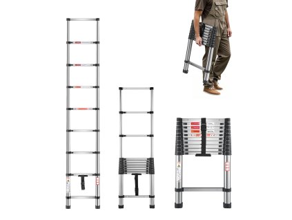 Teleskopický rebrík 2540mm ľahký nerez 9 stupňov nosnosť 150 kg