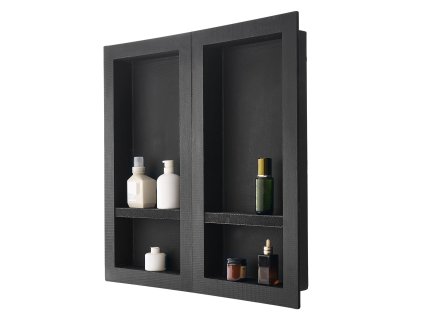 Zabudovateľná sprchová nika 2×40.6×81.3 cm, hrúbka 10.2 cm, čierna