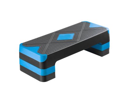 Aeróbny step 28-inch nastaviteľná výška, 4 nástavce, protišmyk, modrý