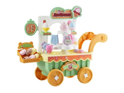 Detský vozík na zmrzlinu s 27 dielmi, úložný, so zvukom a svetlom