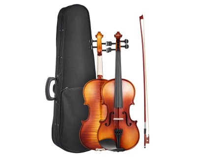 Husle 4/4 355 mm z masívu pre začiatočníkov lesklé hnedé vzorované