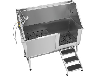 Kúpacia stanica pre psy nerez 157.48 cm so schodíkmi, batériou