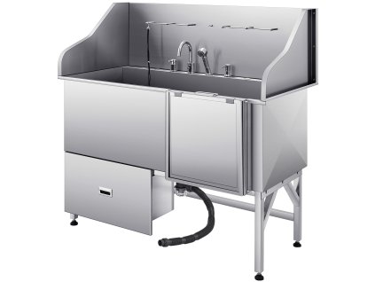 Kúpeľný box na psy, nerez 304, 154.9 cm, protišmyková rampa, zásuvka