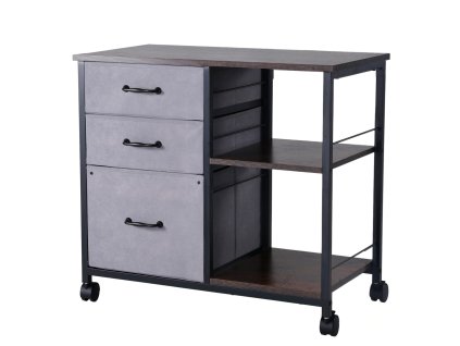 Mobilný kartotékový regál 3 látkové zásuvky, 2 police, kolieska pre A4