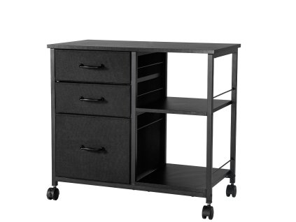 Mobilný súborový kabinet 3 zásuvky, 2 police, kolieska A4/Legal čierny