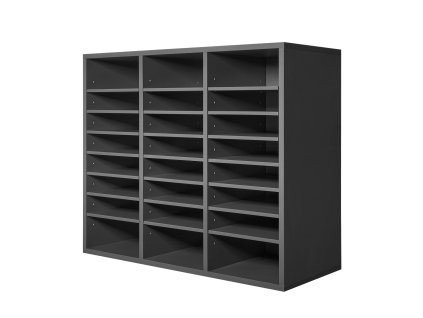 Organizér na dokumenty z mdf, 24 priehradok, nastaviteľné police, sivý