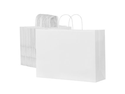 Papierové tašky s rukoväťou 100 ks 16×6×12 in biele recyklované