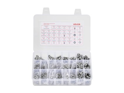 Sada 1110 skrutiek, matíc a podložiek nerez 10-24/8-32/2-56/6-32/4-40