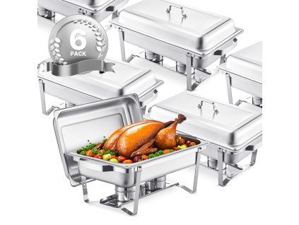 Sada ohrevných mis 8 qt 6 pack, nerez, 6 plných nádob, stojan, horák