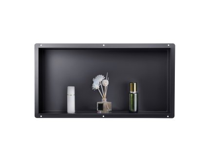 Sprchová niša zapustená bezrámová nerez 33.0×63.5×10.2 cm čierna