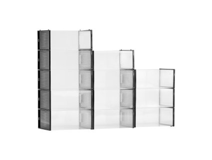 Stohovacie plastové boxy na topánky 12 ks, priehľadné, do US size 11
