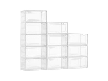 Stohovateľné priehľadné boxy na topánky 12 ks magnetické do US 13