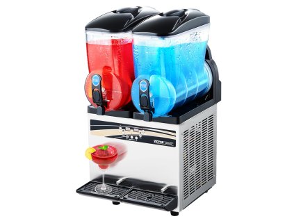 Stroj na mrazené nápoje 15L×2, nerezový, 120 pohárov, dvojitá nádrž