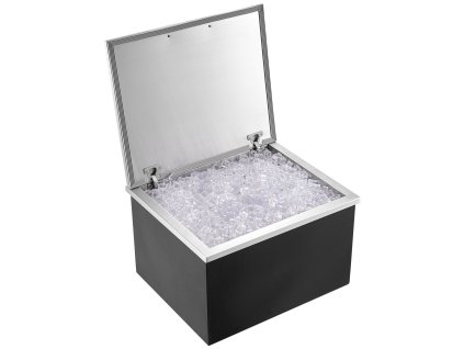 Vstavaný zásobník na ľad 28×16×17", nerez, s krytom a odtokom