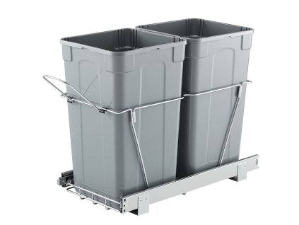 Výsuvný 2-komorový odpadkový kôš pod drez s plným kovovým výsuvom