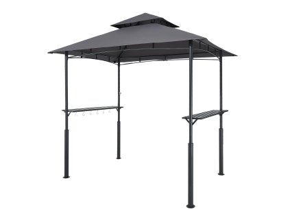 Altánok na gril 2.43×1.5 m, oceľ, dvojitá strecha, 2 police, 8 háčikov