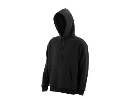 Dámska mikina s kapucňou, flís, veľké vrecko, čierna, veľkosť s