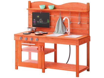 Detská drevená kuchynka na hranie so sporákom, drezom a tabuľou