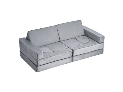 Detská modulárna pohovka 14 dielov, pena 28D, s opierkami, sivá