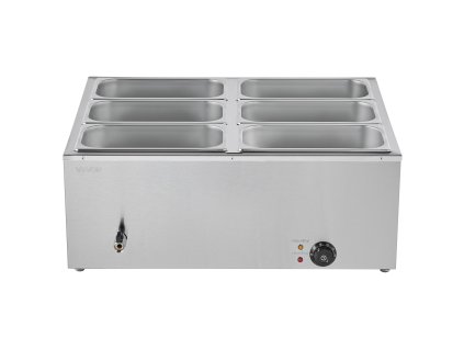 Elektrický parný ohrievač jedla 1500W nerez, 6 nádob s pokrievkou