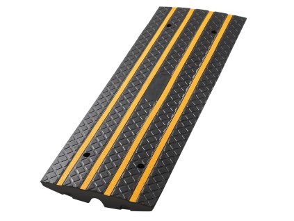 Gumená nájazdová rampa na obrubník, 15 tons, 66 mm, žlté pásy
