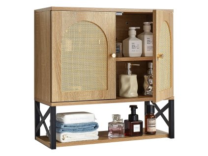 Kúpeľňová nástenná skrinka 2 dvierka, nastaviteľná polica, nad toaletu
