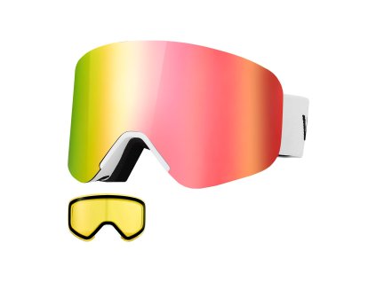 Lyžiarske bezrámové okuliare s magnet. cylindr. šošovkou, ružová