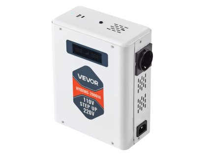 Menič napätia 110→220v 2000va, 2× zásuvky, usb, lcd, tepelná ochrana