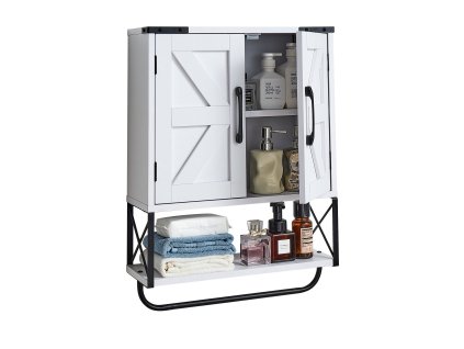 Nástenná skrinka do kúpeľne 2 dvere nastaviteľná polica nad wc biela