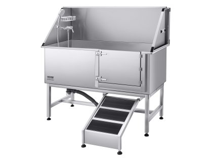 Nerezová vaňa na kúpanie psov 157,48 cm s rampou, pe filtrom a sprchou