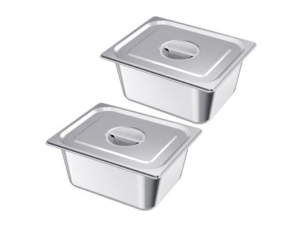 Nerezové parné gastronádoby s pokrievkami 1/2×148 mm 9 l 2 ks