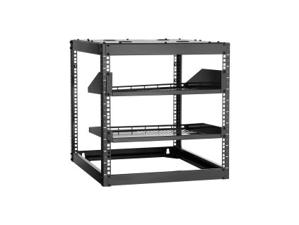 Otvorený sieťový rack 10u, 585 mm hĺbka, nástenný/podlahový, 4 stĺpy