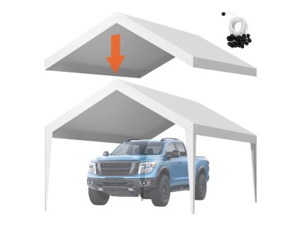 Plachta na prístrešok 3.6×6 m, uv odolná, vodotesná, biela, bez rámu