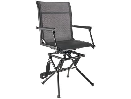 Poľovnícké skladacie otočné kreslo 360° s opierkami rúk, oceľ 136 kg