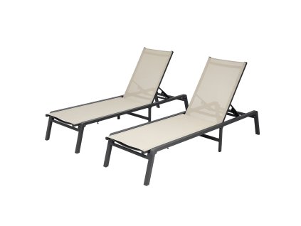 Sada 2 hliníkových skladacích lehátok, nosnosť 181 kg, 5 polôh