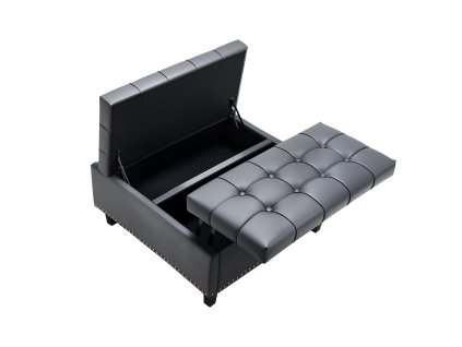 Sedací taburet 80×80 cm s úložným priestorom, prešívaný, pu koža