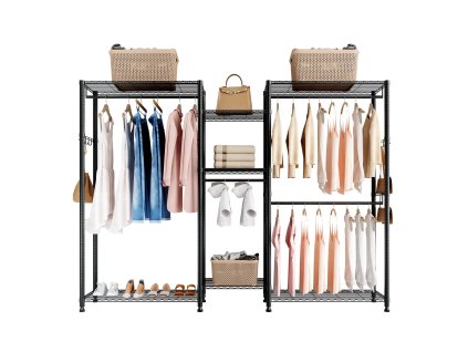 Stojan na oblečenie, oceľový rám, 7 úrovní, 385,5 kg, 4 tyče