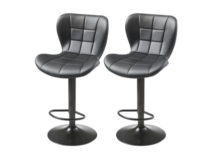 Súprava 2 barových stoličiek, výškovo nastaviteľné, otočné, čierne