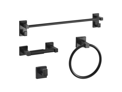 Súprava kúpeľňových doplnkov matná čierna nerez 4 diely 24-inch