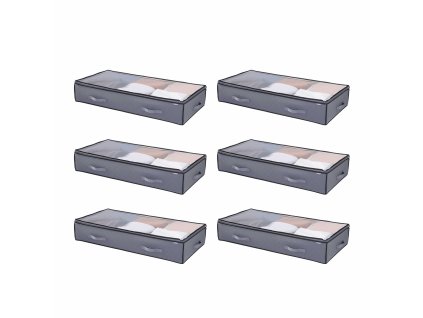 Úložné boxy pod posteľ, priehľadné viečka, 996×500×180 mm, 90L, 6 ks