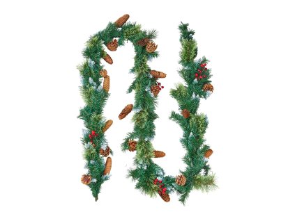 Umelá vianočná girlanda 2750mm, so svetelnou reťazou, ihličie a šišky