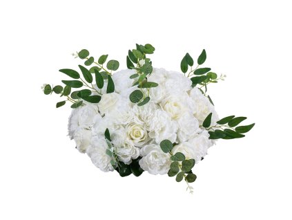 Umelé kvetinové gule 10 ks ⌀450 mm, biele ruže na svadobný stôl