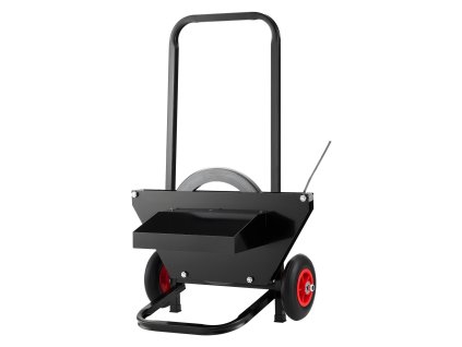 Vozík na kotúče oceľovej pásky, pre kotúč 600 mm, gumové kolesá