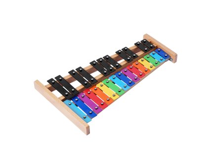 Xylofón 27 tónov, kovové farebné klávesy, 4 paličky, s púzdrom