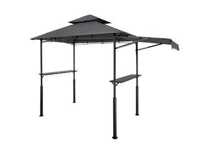 Záhradný grilový prístrešok 2,43×1,5 m, dvojitá strecha, s markízou